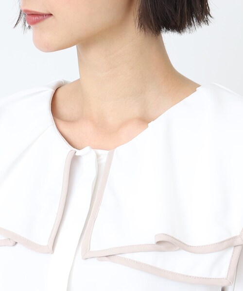 DRESKIP（ドレスキップ）の「◆セーラーカラー配色ブラウス（シャツ/ブラウス・レディース・ホワイト系7/ベージュ系4/ブラック系4・03/02）」の7枚目の写真