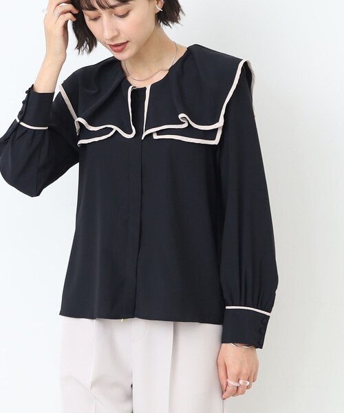 DRESKIP（ドレスキップ）の「◆セーラーカラー配色ブラウス（シャツ/ブラウス・レディース・ホワイト系7/ベージュ系4/ブラック系4・03/02）」の11枚目の写真