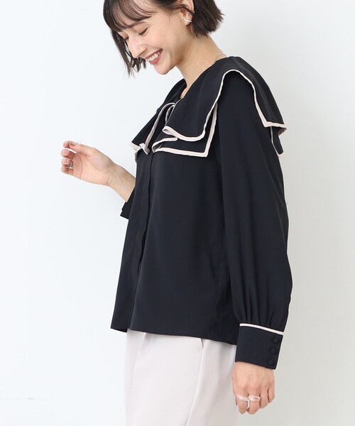 DRESKIP（ドレスキップ）の「◆セーラーカラー配色ブラウス（シャツ/ブラウス・レディース・ホワイト系7/ベージュ系4/ブラック系4・03/02）」の12枚目の写真