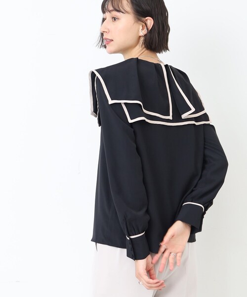 DRESKIP（ドレスキップ）の「◆セーラーカラー配色ブラウス（シャツ/ブラウス・レディース・ホワイト系7/ベージュ系4/ブラック系4・03/02）」の13枚目の写真