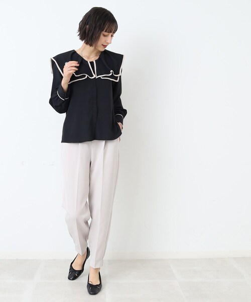 DRESKIP（ドレスキップ）の「◆セーラーカラー配色ブラウス（シャツ/ブラウス・レディース・ホワイト系7/ベージュ系4/ブラック系4・03/02）」の14枚目の写真