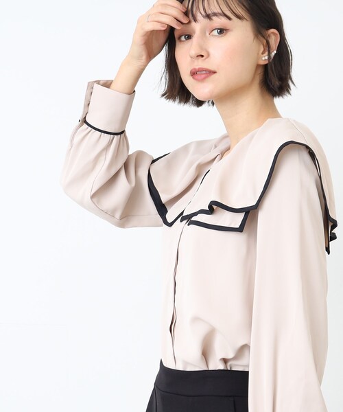 DRESKIP（ドレスキップ）の「◆セーラーカラー配色ブラウス（シャツ/ブラウス・レディース・ホワイト系7/ベージュ系4/ブラック系4・03/02）」の19枚目の写真