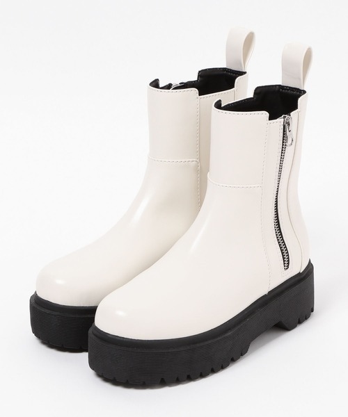 PAGEBOY(ページボーイ)の「ZIPプラットフォームブーツ(ブーツ・レディース・ブラック/オフホワイト・M/L)」の6枚目の写真