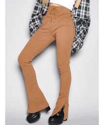 ウエストレースアップスリムフレアパンツ