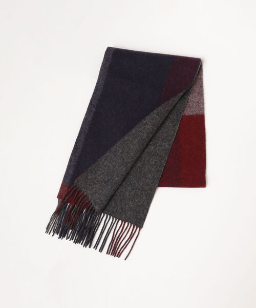 BEAMS（ビームス）の「BEAMS / パネルチェック マフラー（マフラー・メンズ・ブラック/ワイン/ネイビー・ONE SIZE）」の7枚目の写真