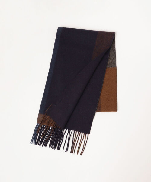 BEAMS（ビームス）の「BEAMS / パネルチェック マフラー（マフラー・メンズ・ブラック/ワイン/ネイビー・ONE SIZE）」の9枚目の写真