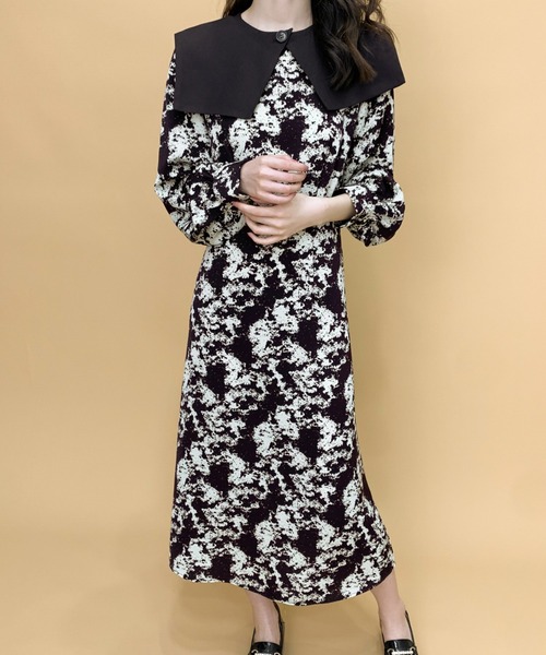 ECLIN(エクラン)の「コンビネーションケープワンピース(ワンピース・レディース・ブラック/ブラウン・M/L)」の12枚目の写真