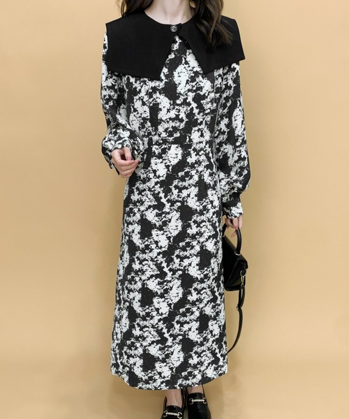 ECLIN(エクラン)の「コンビネーションケープワンピース(ワンピース・レディース・ブラック/ブラウン・M/L)」の11枚目の写真