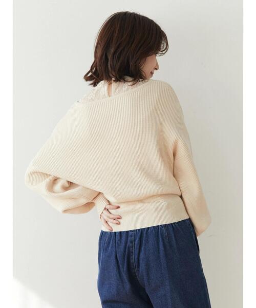 Petit fleur(プチフルール)の「・Petit Fleur レースレイヤードニット(ニット/セーター・レディース・ブラック/ラベンダー/アイボリー/グレイッシュベージュ・FREE)」の10枚目の写真