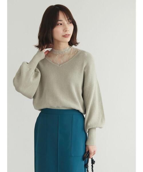Petit fleur(プチフルール)の「・Petit Fleur レースレイヤードニット(ニット/セーター・レディース・ブラック/ラベンダー/アイボリー/グレイッシュベージュ・FREE)」の17枚目の写真