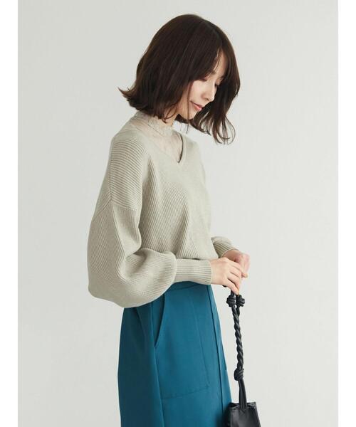 Petit fleur(プチフルール)の「・Petit Fleur レースレイヤードニット(ニット/セーター・レディース・ブラック/ラベンダー/アイボリー/グレイッシュベージュ・FREE)」の18枚目の写真