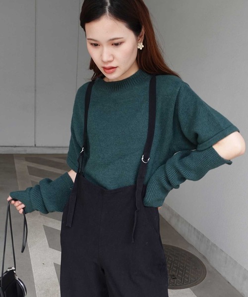 CORNERS（コーナーズ）の「2wayアームウォーマー付きニットプルオーバー（ニット/セーター・レディース・ブラック/ベージュ/グレー/グリーン/アイボリー・M）」の7枚目の写真