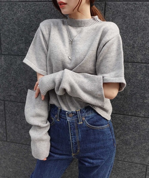 CORNERS（コーナーズ）の「2wayアームウォーマー付きニットプルオーバー（ニット/セーター・レディース・ブラック/ベージュ/グレー/グリーン/アイボリー・M）」の8枚目の写真