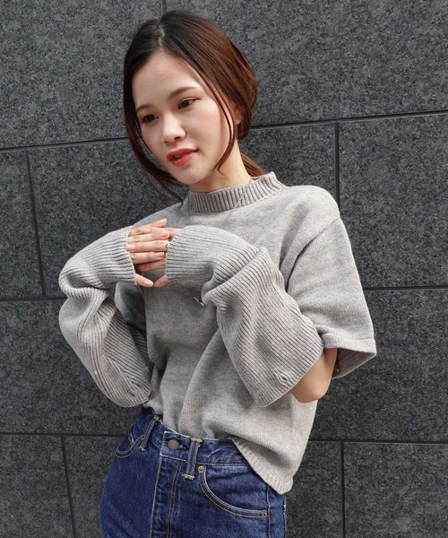 CORNERS（コーナーズ）の「2wayアームウォーマー付きニットプルオーバー（ニット/セーター・レディース・ブラック/ベージュ/グレー/グリーン/アイボリー・M）」の9枚目の写真