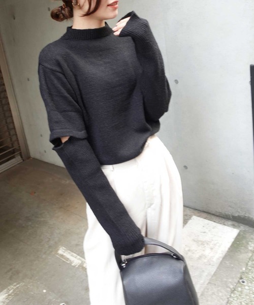 CORNERS（コーナーズ）の「2wayアームウォーマー付きニットプルオーバー（ニット/セーター・レディース・ブラック/ベージュ/グレー/グリーン/アイボリー・M）」の11枚目の写真