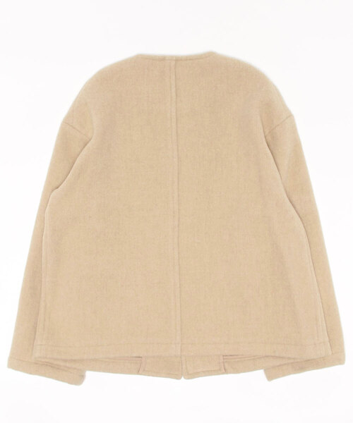 美品✧DANTON ウールライトパイル ノーカラージャケット 36 ベージュ DANTON ウール ライト パイル カラーレス ジャケット , Beige – Navyblue