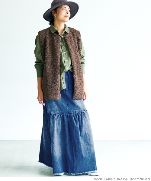 coca（coca）（コカ）の「デニム切り替えロングスカート（デニムスカート・レディース・ブルー・M/L）」の8枚目の写真