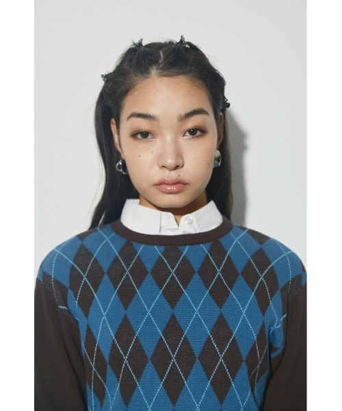 LAGUA GEM（ラグアジェム）の「ARGYLE CROPPED KNIT クロップドニット