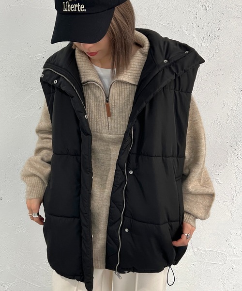 apres jour mignon（アプレジュールミニョン）の「中綿ベスト【ZOZOTOWN限定アイテム】（その他アウター・レディース・ブラック/アイボリー・X-LARGE/フリー）」の18枚目の写真