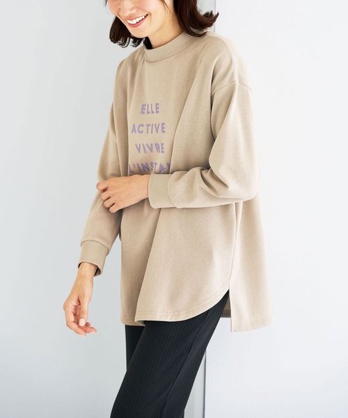 BELLUNA PLUS(ベルーナ)の「ELLE Active 裏起毛ロゴデザインプルオーバー(スウェット・レディース・ラベンダー/ネイビー/グレー系その他/オリーブ・LARGE/X-LARGE/MEDIUM)」の8枚目の写真