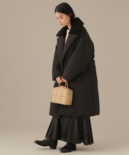 NANO universe(ナノユニバース)の「LB.03/ボアカラー2wayパディングコート(ピーコート・レディース・ブラック/アイボリー・Ⅰ/Ⅱ)」の3枚目の写真