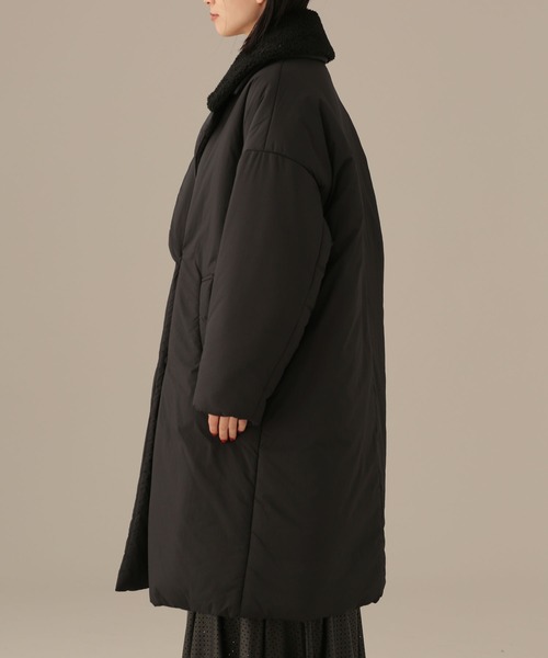 NANO universe(ナノユニバース)の「LB.03/ボアカラー2wayパディングコート(ピーコート・レディース・ブラック/アイボリー・Ⅰ/Ⅱ)」の16枚目の写真