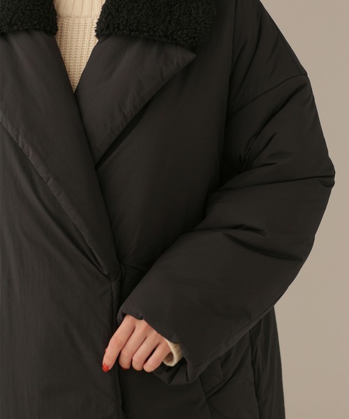 NANO universe(ナノユニバース)の「LB.03/ボアカラー2wayパディングコート(ピーコート・レディース・ブラック/アイボリー・Ⅰ/Ⅱ)」の4枚目の写真