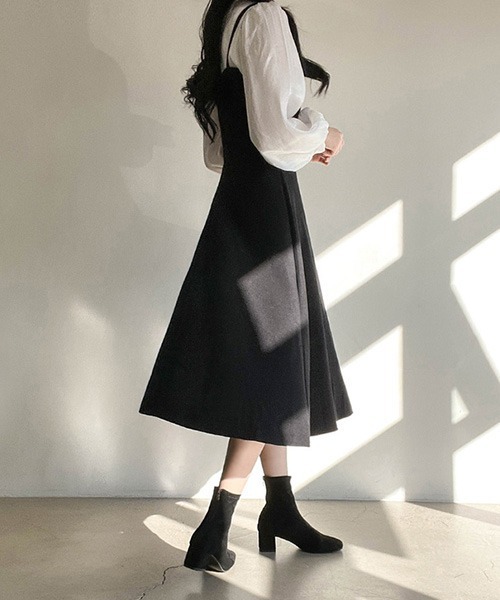 SONA(ソナ)の「SONYUNARA スリーボタンロングフレアキャミワンピース(ワンピース・レディース・ブラック・FREE)」の4枚目の写真