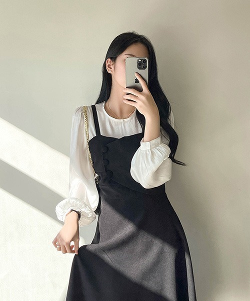 SONA(ソナ)の「SONYUNARA スリーボタンロングフレアキャミワンピース(ワンピース・レディース・ブラック・FREE)」の8枚目の写真