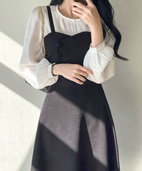 SONA(ソナ)の「SONYUNARA スリーボタンロングフレアキャミワンピース(ワンピース・レディース・ブラック・FREE)」の10枚目の写真