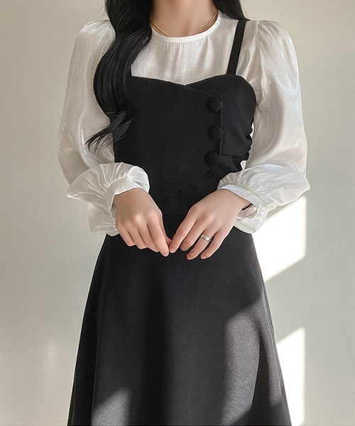 SONA(ソナ)の「SONYUNARA スリーボタンロングフレアキャミワンピース(ワンピース・レディース・ブラック・FREE)」の12枚目の写真