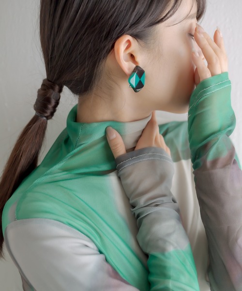 MARION GODART（マリオンゴダール）の「【MARION GODART（マリオンゴダール）】チェッカーイヤリング（イヤリング・レディース・レッド/グリーン/オレンジ/ブラック・FREE）」の20枚目の写真