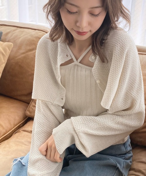 moment+(モーメントプラス)の「ホルターキャミ&ショートカーディガンアンサンブル(アンサンブル・レディース・ピンク/ベージュ/ブラック/アイボリー/グレイッシュベージュ/ブルー/ブラック系その他・M/L)」の14枚目の写真