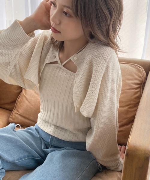 moment+(モーメントプラス)の「ホルターキャミ&ショートカーディガンアンサンブル(アンサンブル・レディース・ピンク/ベージュ/ブラック/アイボリー/グレイッシュベージュ/ブルー/ブラック系その他・M/L)」の16枚目の写真