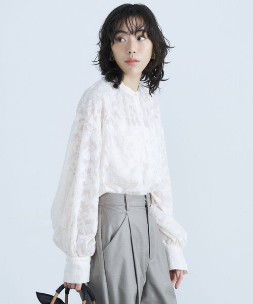 fredy emue（フレディエミュ）の「シアージャガードシャツブラウス（シャツ/ブラウス・レディース・サックスブルー/アイボリー/ブラック・38）」の14枚目の写真