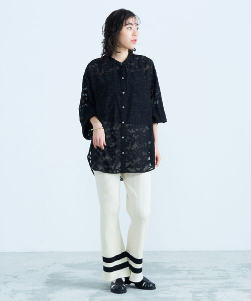 fredy emue（フレディエミュ）の「シアージャガードシャツブラウス（シャツ/ブラウス・レディース・サックスブルー/アイボリー/ブラック・38）」の18枚目の写真