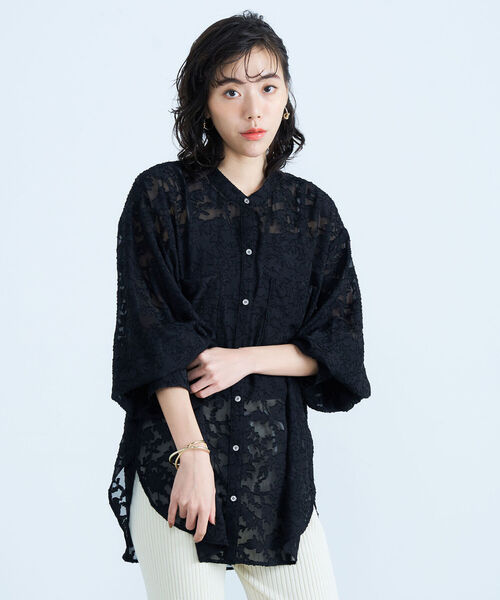 fredy emue（フレディエミュ）の「シアージャガードシャツブラウス（シャツ/ブラウス・レディース・サックスブルー/アイボリー/ブラック・38）」の20枚目の写真