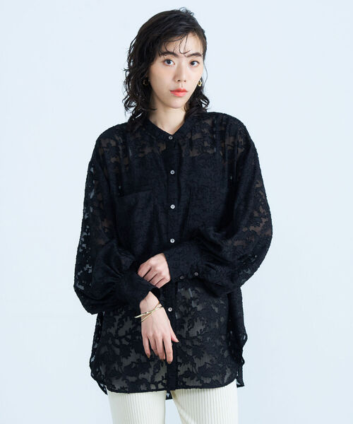 fredy emue（フレディエミュ）の「シアージャガードシャツブラウス（シャツ/ブラウス・レディース・サックスブルー/アイボリー/ブラック・38）」の21枚目の写真