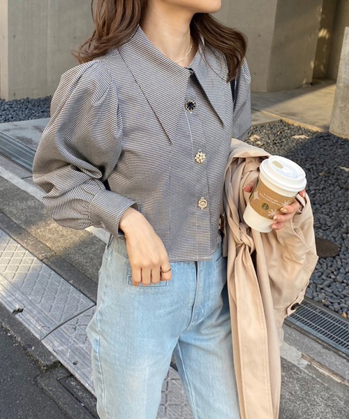 セール】アソートボタン三角襟ブラウス 2023SS（シャツ/ブラウス