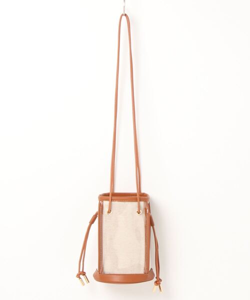 cache cache(カシュ カシュ)の「ビニールキャンバス ミニ巾着バッグ(トートバッグ・レディース・キャメル/ブラック/ホワイト・フリー)」の4枚目の写真