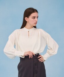 PUBLIC TOKYO | ステッチバンドカラースキッパーブラウス(シャツ/ブラウス)