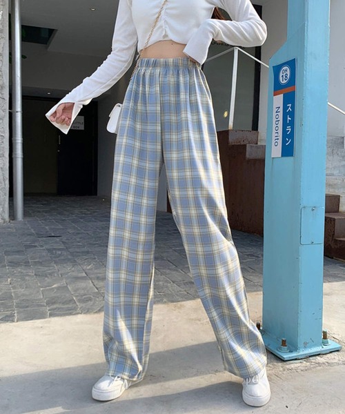 shopnikoniko(ショップニコニコ)の「ギンガムチェック ワイドパンツ(その他パンツ・レディース・ブルー/グリーン/イエロー/ブラック・フリー)」の16枚目の写真