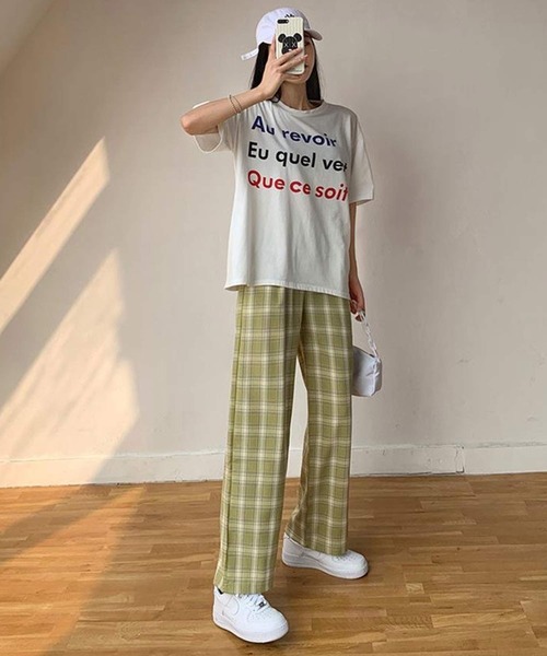 shopnikoniko(ショップニコニコ)の「ギンガムチェック ワイドパンツ(その他パンツ・レディース・ブルー/グリーン/イエロー/ブラック・フリー)」の10枚目の写真