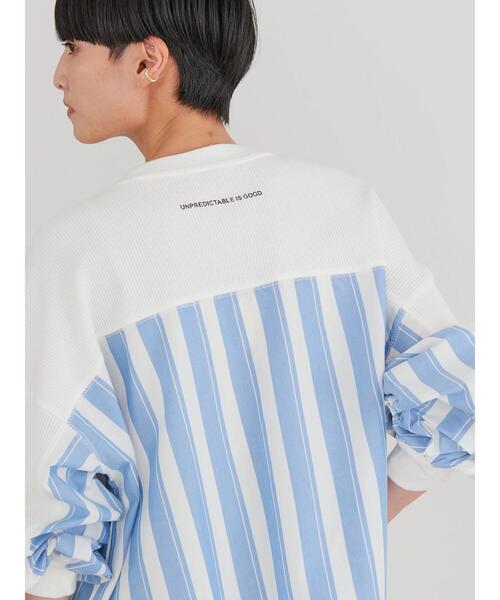 AMERICAN HOLIC（アメリカンホリック）の「ドッキングストライプワッフルプルオーバー（Tシャツ/カットソー・レディース・マルチ/ストライプ・M/L）」の6枚目の写真