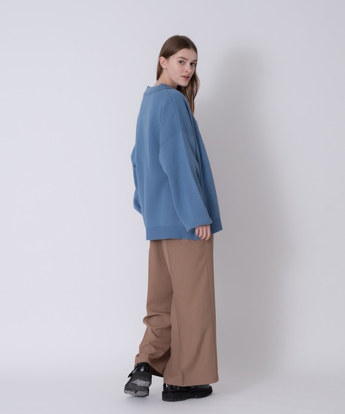 ONCILY(オンシェリー)の「OVER SIZED KNIT SHIRT CARDIGAN / オーバーサイズニットシャツカーディガン(カーディガン/ボレロ・メンズ・ダークブラウン/ブルー・LARGE/MEDIUM)」の9枚目の写真