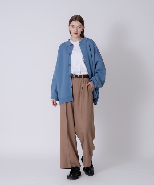 ONCILY(オンシェリー)の「OVER SIZED KNIT SHIRT CARDIGAN / オーバーサイズニットシャツカーディガン(カーディガン/ボレロ・メンズ・ダークブラウン/ブルー・LARGE/MEDIUM)」の8枚目の写真