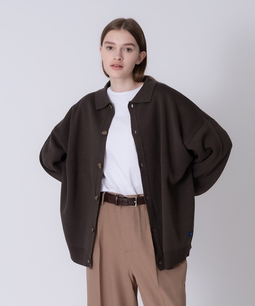 ONCILY(オンシェリー)の「OVER SIZED KNIT SHIRT CARDIGAN / オーバーサイズニットシャツカーディガン(カーディガン/ボレロ・メンズ・ダークブラウン/ブルー・LARGE/MEDIUM)」の15枚目の写真