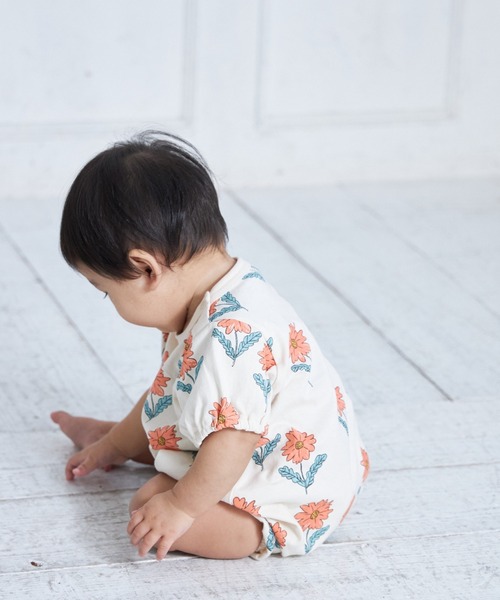 MAKE YOUR DAY（メイクユアデイ）の「おはな総柄半袖ロンパース（ロンパース・キッズ・ブルー/レッド・70/80）」の15枚目の写真