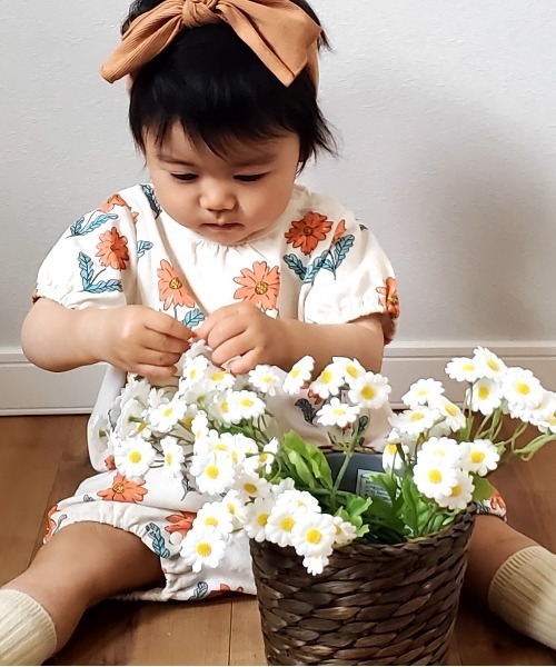 MAKE YOUR DAY（メイクユアデイ）の「おはな総柄半袖ロンパース（ロンパース・キッズ・ブルー/レッド・70/80）」の14枚目の写真