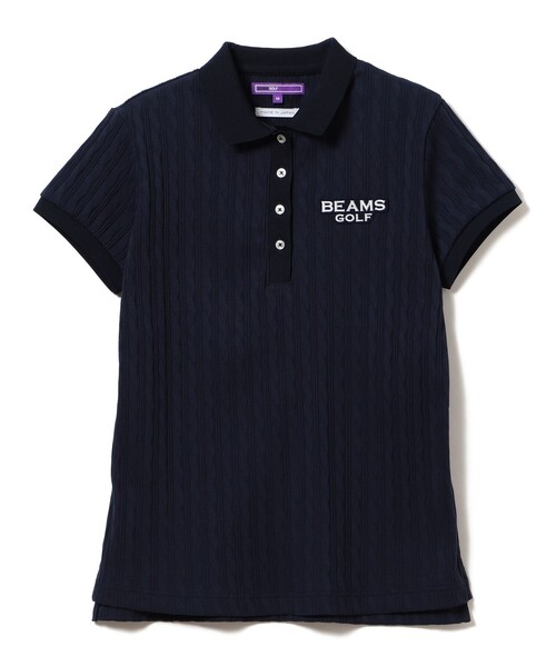 BEAMS GOLF」 半袖ポロシャツ LARGE ネイビー レディース BEAMS GOLF 